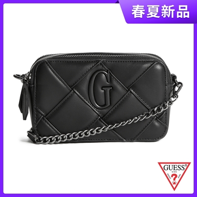 GUESS-女包-皮面質感菱格鏈帶包-黑 原價3090