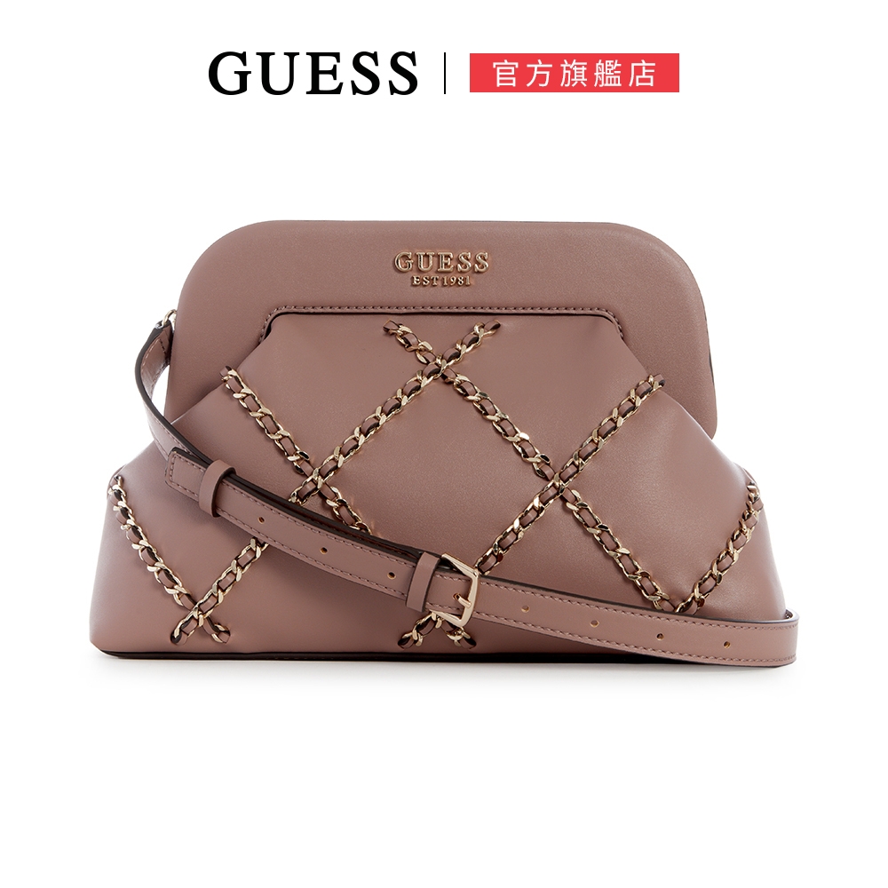 GUESS-女包-復古金鏈創意開口肩背包-紫 原價3890