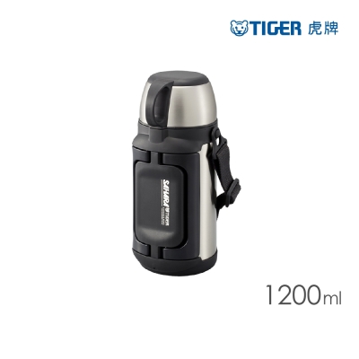 TIGER虎牌 大容量不鏽鋼保溫瓶_收納手提杯蓋款附贈揹帶1200ml(MHK-A120)