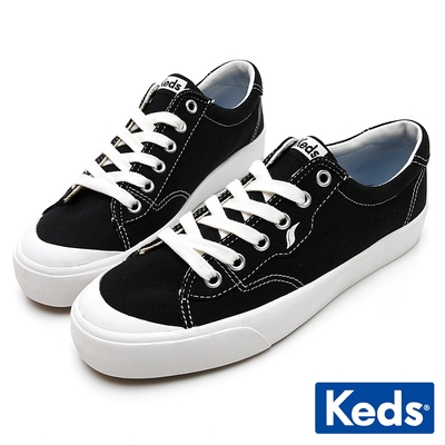 Keds CREW KICK 經典半月帆布綁帶休閒鞋-黑