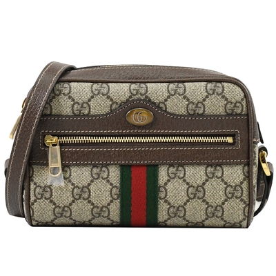 GUCCI Ophidia系列經典PVC斜背包(咖)