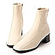 D+AF 獨特宣言．雙摺線設計低跟襪靴＊米白 product thumbnail 1