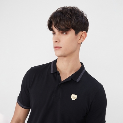 GIORDANO 男裝彈力刺繡POLO衫 - 80 標誌黑