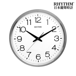 RHYTHM日本麗聲 現代簡約金屬色系超靜音掛鐘(素雅銀)/36cm