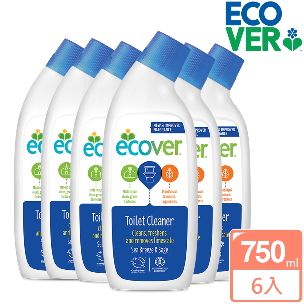 ECOVER宜珂 馬桶清潔凝露-海洋鼠尾草750mlX6(除臭 抑菌 除菌)