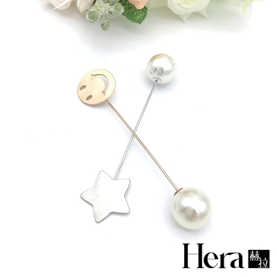 【HERA赫拉】韓國防走光微笑星星珍珠配飾別針/胸針-2入組