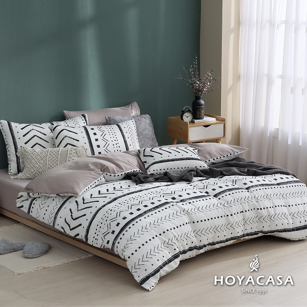 HOYACASA 100%精梳純棉兩用被床包組-多款任選(單人/雙人/加大均一價) (亞德里恩)