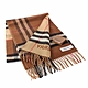 BURBERRY 雙色調經典格紋100%喀什米爾羊毛雙面用圍巾-典藏米色/樺木棕 product thumbnail 1
