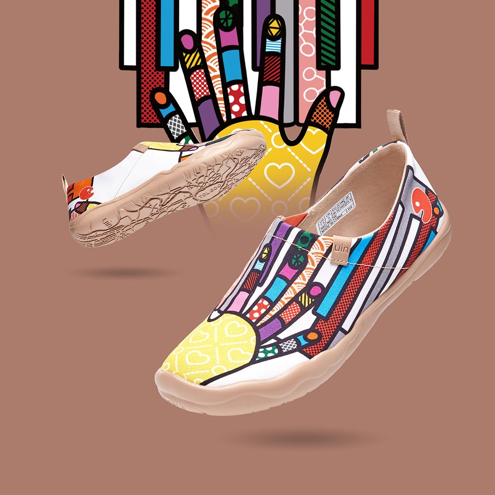uin 西班牙原創設計 女鞋 帆布鞋 懶人鞋 鋼琴手彩繪休閒鞋W1109417