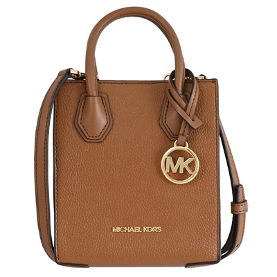 MICHAEL KORS MERCER 經典MK荔枝皮革迷你兩用手提包/紙袋包(咖)