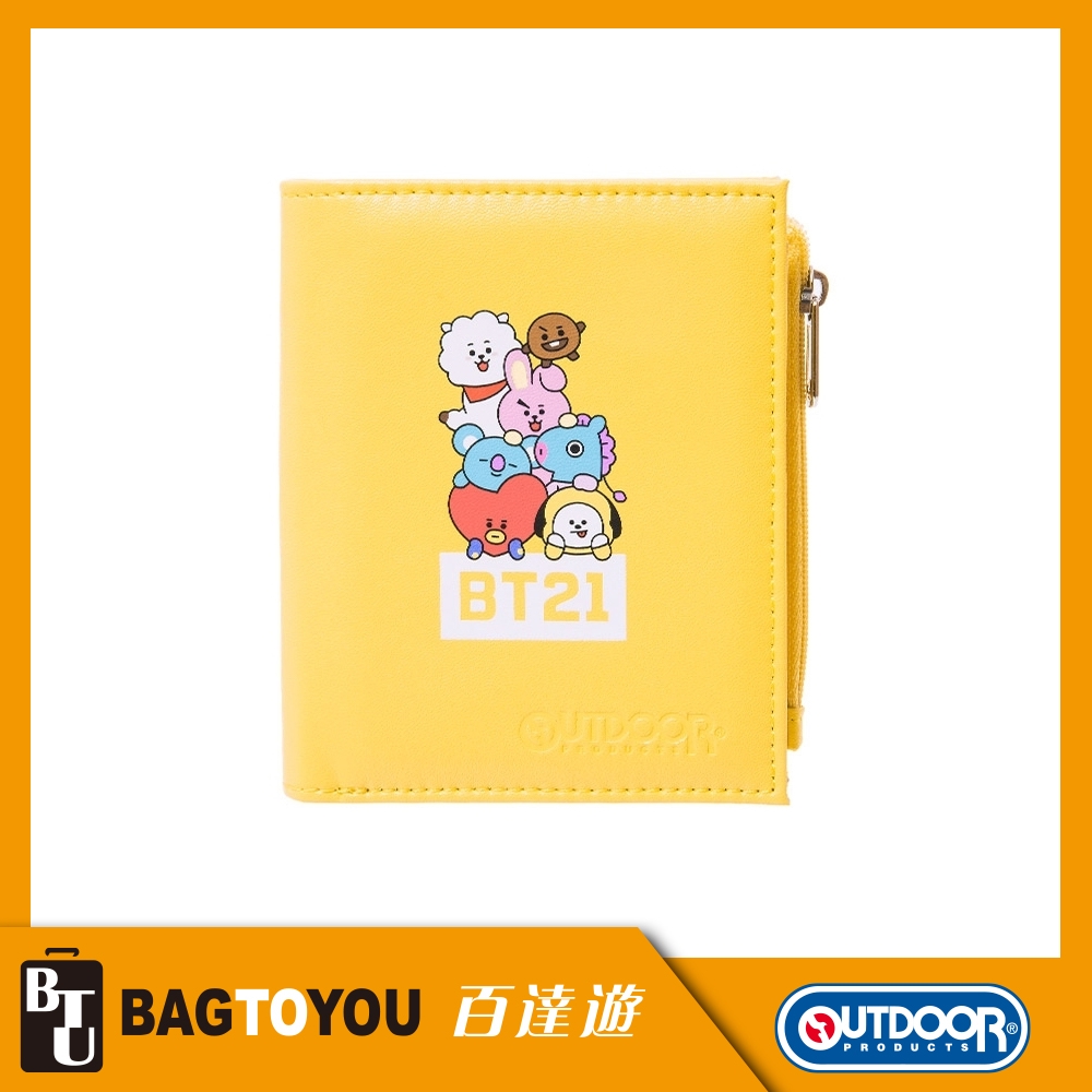 『官方正品』【OUTDOOR】宇宙明星BT21-全員集合短夾-黄 ODBT19C02YL