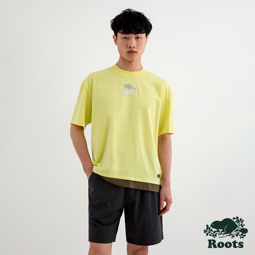 Roots 男裝- ROOTS METALLIC短袖T恤-淡黃