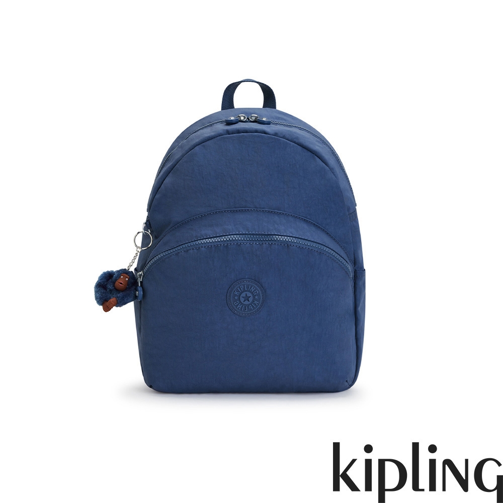 Kipling 極地冰海深藍前袋簡約後背包-CHANTRIA M