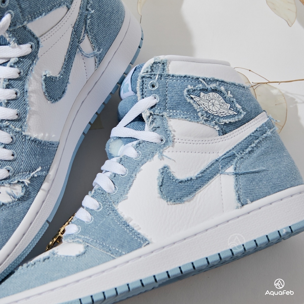 Nike Jordan 1 High OG Denim 女鞋藍白色水洗丹寧運動休閒鞋DM9036-104