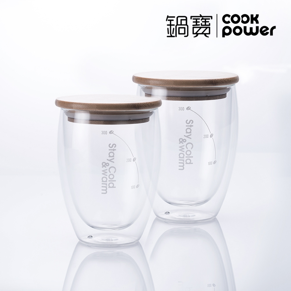 【CookPower鍋寶】雙層耐熱玻璃杯-350ml雙入組