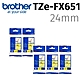 【5入組】brother TZe-FX651 (可彎曲)纜線標籤帶 ( 24mm黃底黑字 ) product thumbnail 2