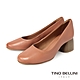 【TINO BELLINI 貝里尼】巴西進口圓頭素面方跟鞋FWDV026(裸膚) product thumbnail 1