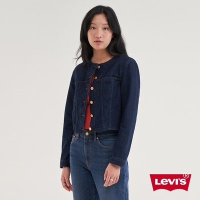 Levis 女款 新年限定無領造型牛仔外套 / 金扣 / 天絲棉