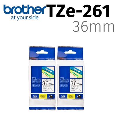 【2入組】brother 原廠護貝標籤帶 TZe-261 (白底黑字 36mm)