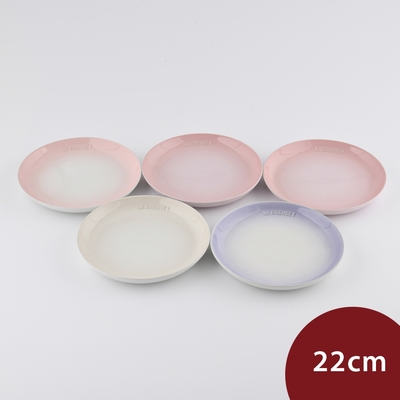 法國Le Creuset 花蕾系列餐盤組 22cm 5入 貝殼粉/淡粉紅/淡粉紫/牛奶粉/蛋白霜