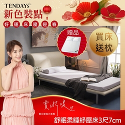 【TENDAYS】舒眠柔睡紓壓床墊3尺標準單人(7cm厚 記憶床墊)-買床送枕