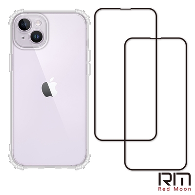 RedMoon APPLE iPhone14 Plus 6.7吋 手機殼貼3件組 鏡頭全包式軍規殼-9H玻璃保貼2入
