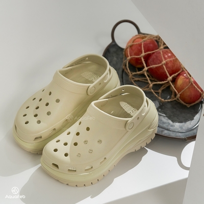 Crocs Mega Crush Clog 男女鞋 骨白色 經典光輪 厚底 洞洞鞋 涼拖鞋 207988-2Y2