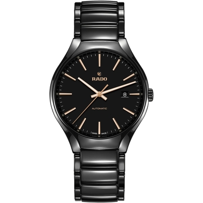 RADO 雷達錶 官方授權(R02) True 真我系列簡約時尚機械錶(R27056162)-黑/40mm