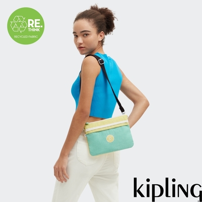 『千層包』Kipling 黃綠撞色拼接單肩隨身斜背包-EASY RIRI L