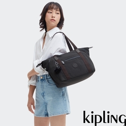 Kipling 曜岩黑品牌經典圓標手提側背包-ART