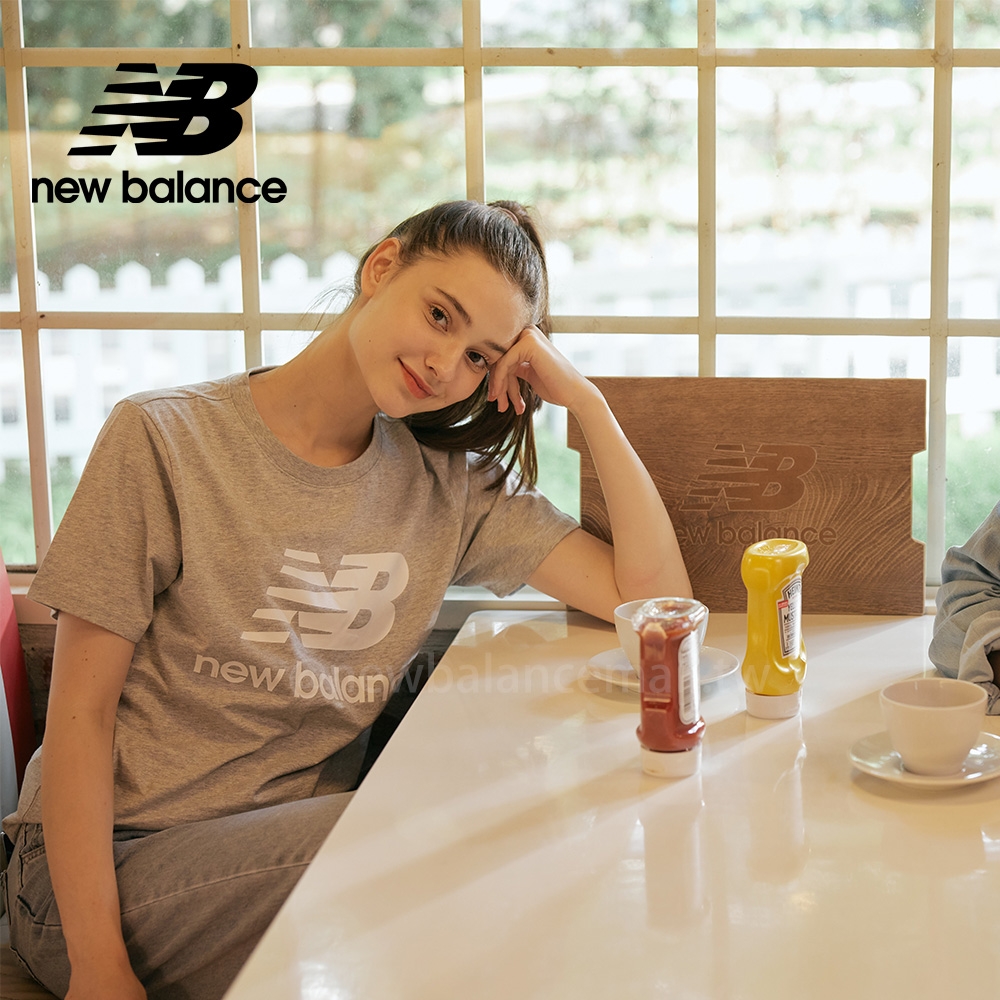 【New Balance】經典Logo短袖上衣_男性_灰色_AMT01575AG