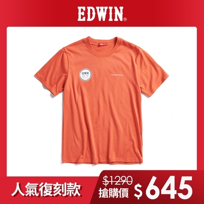 EDWIN 人氣復刻 印花章短袖T恤-男-桔色
