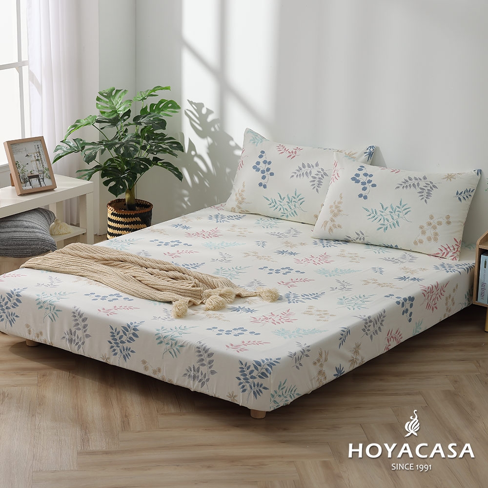 HOYACASA 100%精梳棉三件式床包枕套組-多款任選(單人/雙人/加大) 快速到貨 (田園印象)