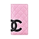 CHANEL 康朋系列雙C LOGO羊皮8卡對折長夾(展示品/粉x黑) product thumbnail 1