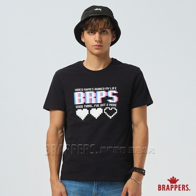BRAPPERS 男款 電玩印花系列-馬賽克撞色電玩印花T恤-黑