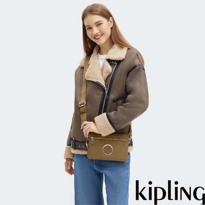 『千層包』Kipling 簡約卡其單肩隨身斜背包-RIRI ZIP