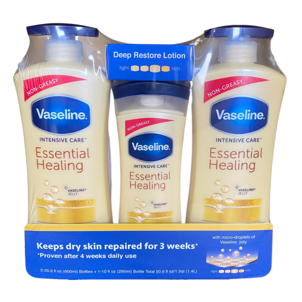 (醫美節)Vaseline 進口凡士林潤膚乳液  (600毫升 X 2入 + 295毫升 X 1入)