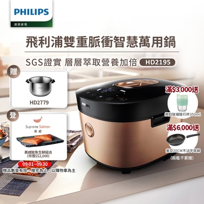 飛利浦PHILIPS 雙重脈衝智慧萬用鍋(金小萬)HD2195+HD2779