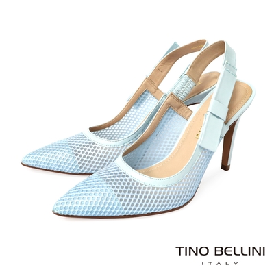 Tino Bellini 巴西進口氣質裸膚尖頭後鬆緊帶高跟鞋_淺藍