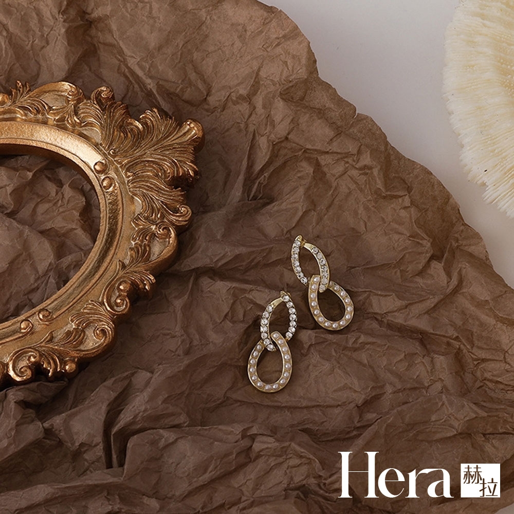 【Hera 赫拉】理智派生活同款水滴形鑲鑽珍珠耳環 H11008132
