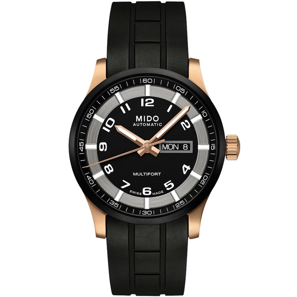 MIDO 美度 官方授權 Multifort 先鋒系列極速黑金腕錶-黑/42mm M0054303705709