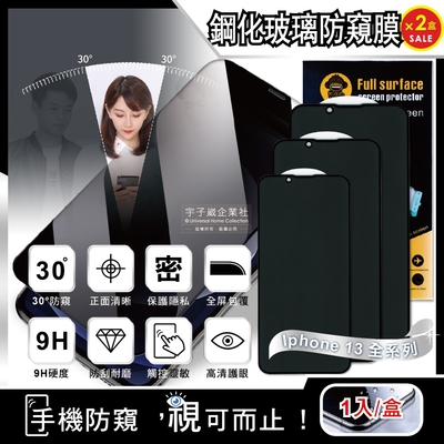 (2盒超值組)TEMPERED-iphone 13系列全屏包覆9H鋼化玻璃30°防窺蘋果手機螢幕保護貼膜1片/盒