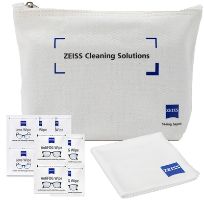 蔡司 Zeiss AntiFog Wipes 防霧拭鏡紙 100張 (含原廠帆布包) + 拭鏡布 + 抗菌拭鏡紙 50張