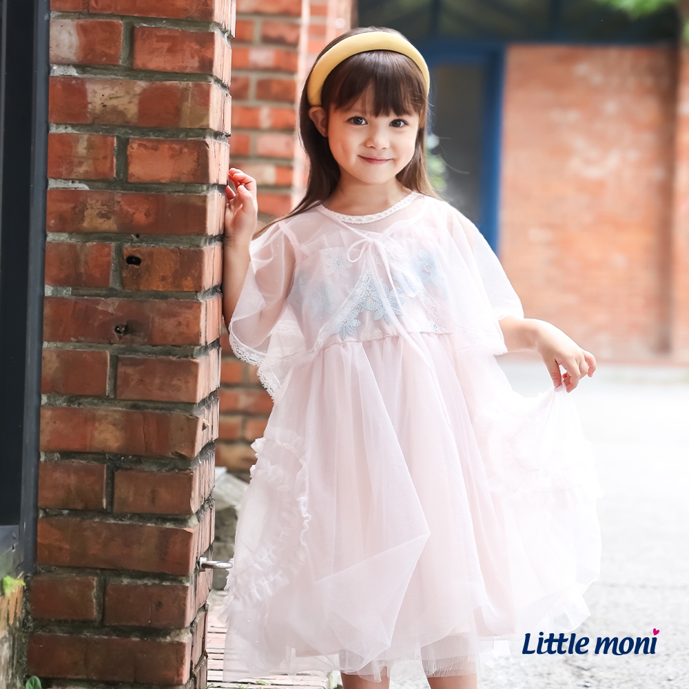 【Little moni】小童夏日遊樂園公主風刺繡花背心洋裝(110~140CM)