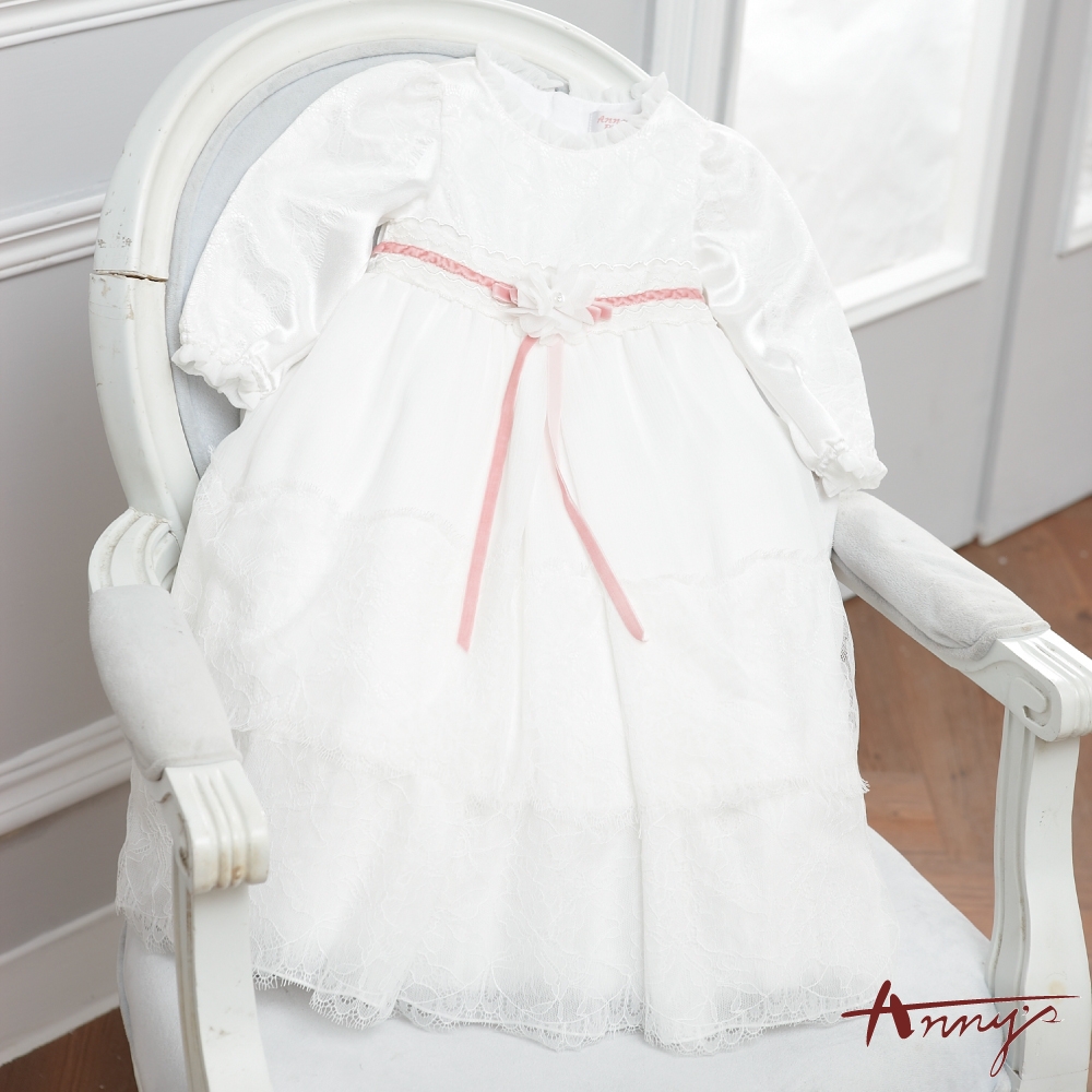 Annys安妮公主-可愛BABY蕾絲花朵洋裝*4267白色