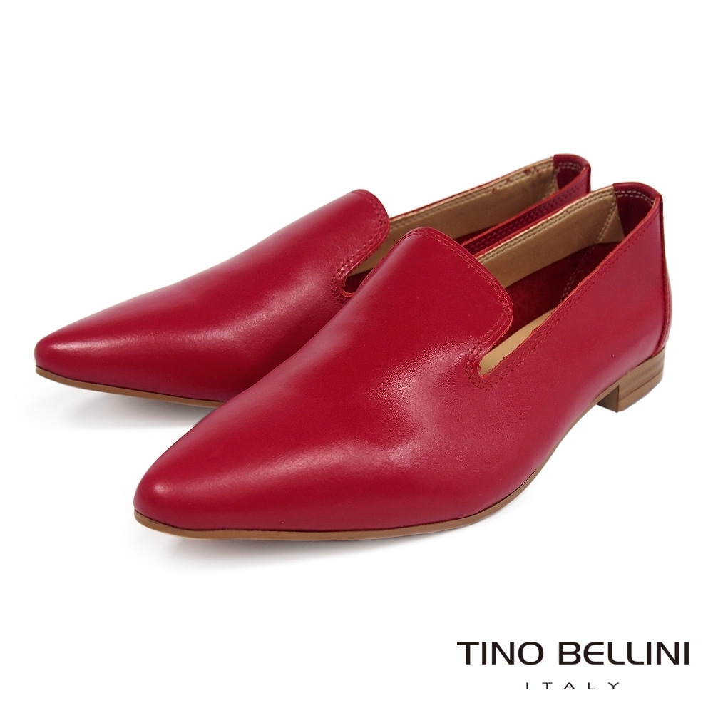 Tino Bellini 義大利進口簡約質感牛皮尖楦樂福鞋-紅