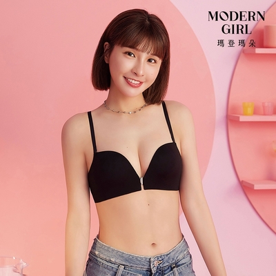 瑪登瑪朵 QQ雲 無鋼圈紓壓無痕前扣內衣 M-XL(黑)