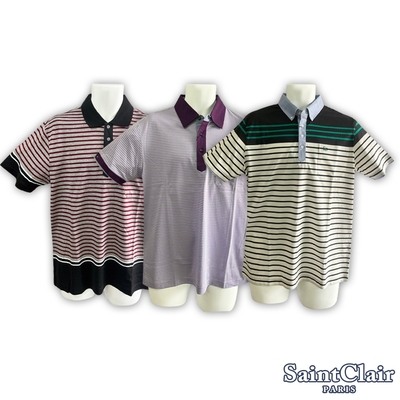SaintClair 法國品牌MIT台灣製經典條紋休閒短袖POLO衫-合身版(三款可選)