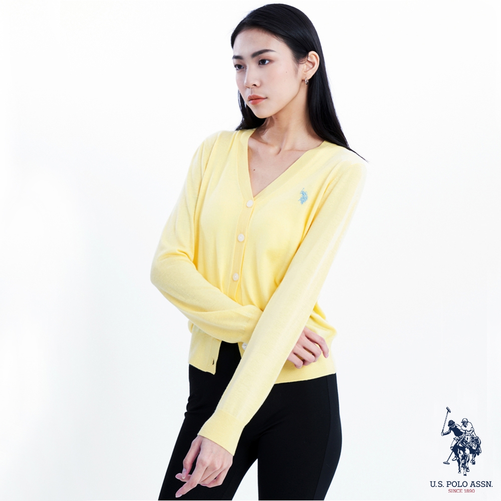 U.S. POLO ASSN. 女款薄針織衫-黃色