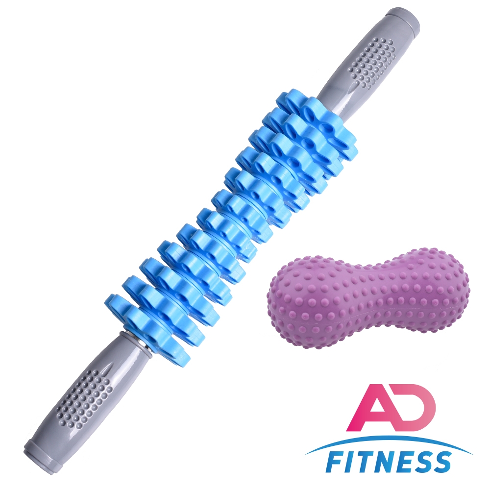 AD-FITNESS 多功能舒壓按摩組合 花生球 按摩滾輪棒 按摩棒 按摩球(兩色任選)